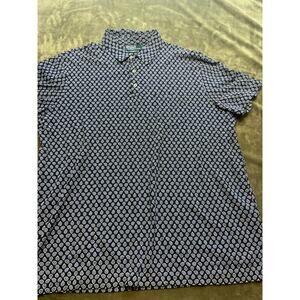 Ralph Lauren Featherweight Mesh Button Down paisley  Mens 2XL Black short sleeve